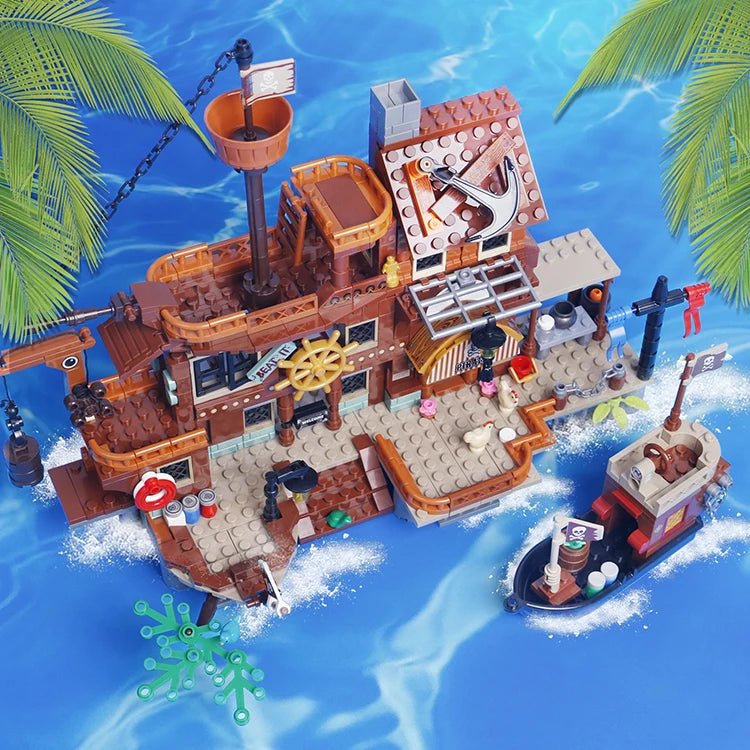 Creative Pirate Island House & Ship Building Blocks Set for Children - silverfoxgoods